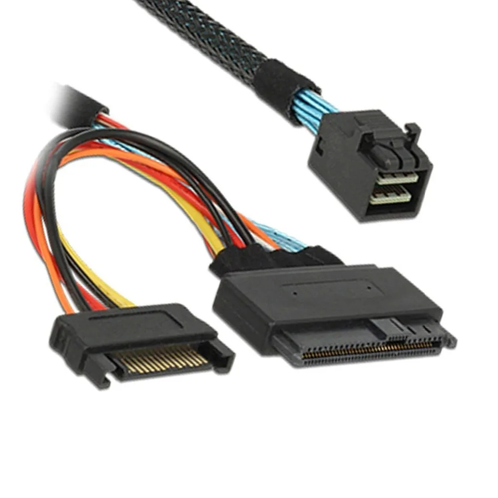  SFF 8643 Interne 12G zu U.2 SFF 8639 mit 15 Pin SATA Power Stecker Mini SAS 05 M Kabel für U.2 SSD