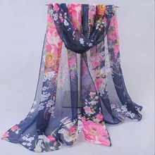 Spring 2015 New Nice Scarves & Wraps Vntage Blue Chiffon Silk a Scarf flowers Fashion Cotton For Woman Free Shipping XQ041