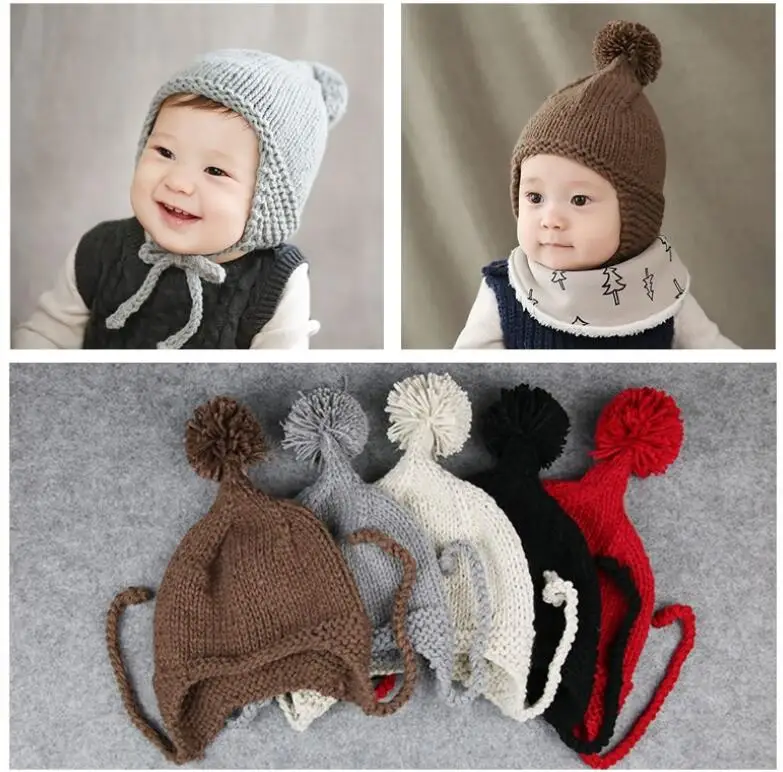 Милые детские шапки INS От 1 до 4 лет, вязаные шапки, шапки для маленьких мальчиков и девочек, зимние теплые шапки для малышей, шапочки для малышей, аксессуары для фотосессии, Bebes