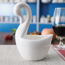 Настоящий костяной фарфор держатель для палочек, Лебедь дизайн ложка и вилка коробка для хранения, керамические аксессуары для кухонного стола, свадебные украшения