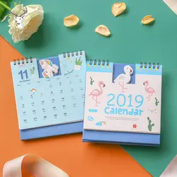 2019 Новый Kawaii мультфильм свинья календарь с изображением фламинго 15*16 см креативный стол Вертикальная бумага мульти-Функция Расписание