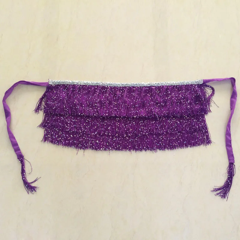 purple 3 слоя бахрома блесток Восточный танец живота костюм пояс хип шарф шарфы для продажи женщин танец живота аксессуары Одежда - Цвет: purple