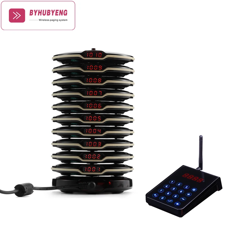 

2018 New Wireless Customer Calling System Coaster Pager System for Restaurant Waiter Service Queue Buzzer with High Quality