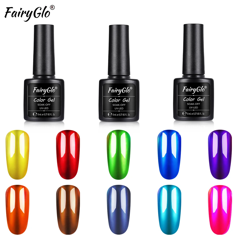 

FairyGlo 8ML Titanium Silver Gel Nail Polish Metal Effect UV Gel Varnish Use With Gamestone Nail Art Semi Permanent Gel Polish