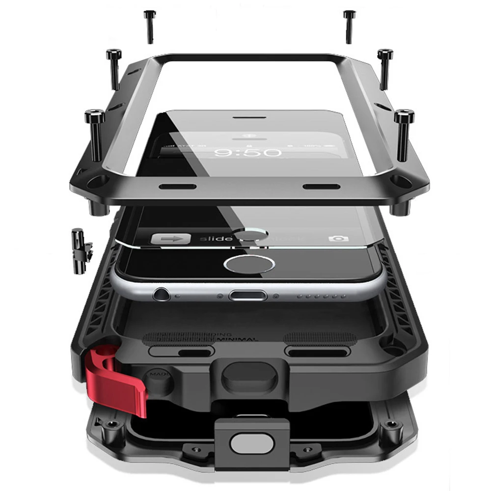 Ударопрочный противоударный чехол Doom для iPhone X Xs Max Xr 6 S 6 S 7 8 Plus, металлический алюминиевый силиконовый чехол