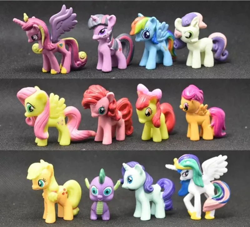 

12pcs/lot Unicorn Little Pony Horse Action Figures Toys Doll Set Rainbow Dash Twilight Sparkle Apple Jack Spike kids gift