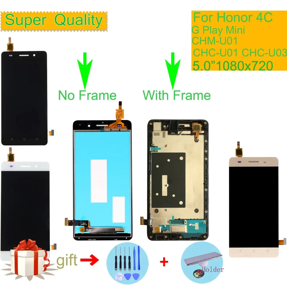 

ORIGINAL For Huawei Honor 4C LCD CHM-U01 G Play Mini CHC-U01 CHC-U03 LCD Display Touch Screen Digitizer Assembly With Frame