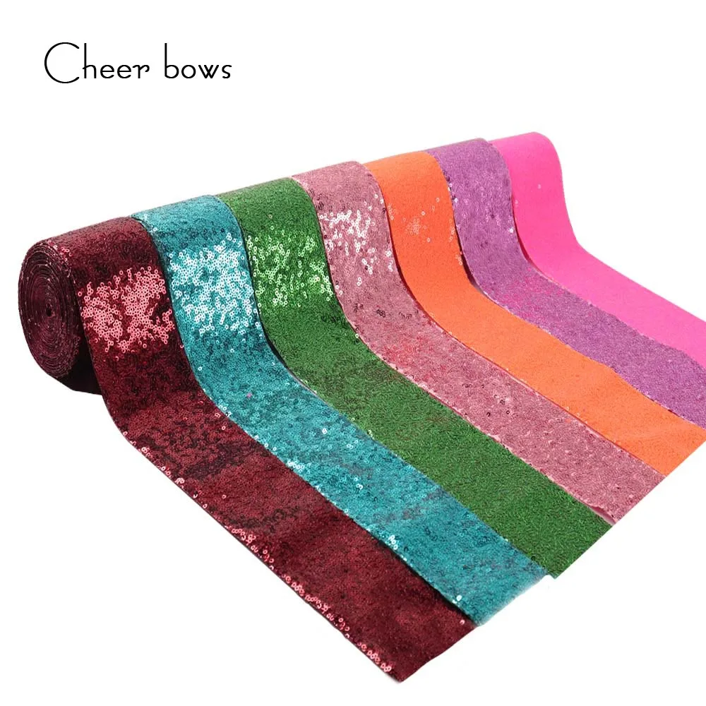 

2Y/lot 3" 75mm Solid Sequin Ribbon Fashion Textile DIY Hairbows Accessories Apparel Sewing Fabric Home Textile Sequin Ribbon