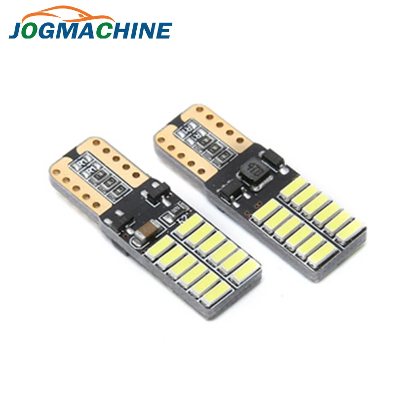 JOGMACHINE T10 24smd светодиодный светильник автомобиля CANBUS без ошибок 4014 12 В 24 в супер яркая прозрачная лампа белый красный синий фиолетовый