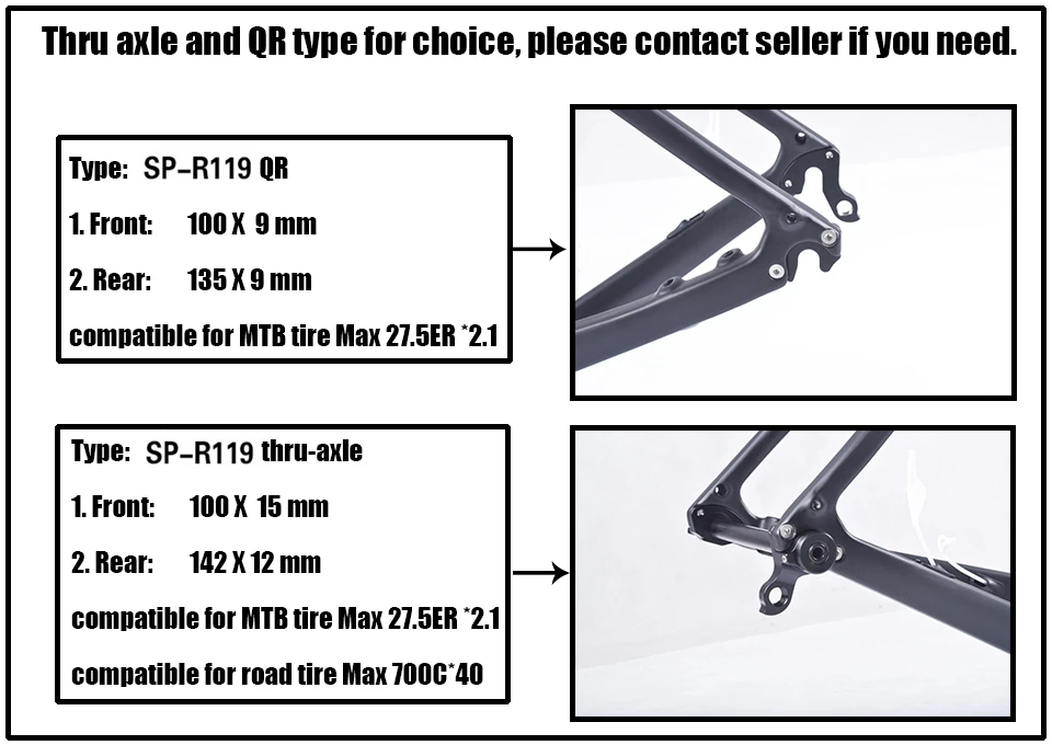 Best Spcycle Carbon Gravel Frame Aero T1000 Carbon Cyclocross Bike Frame Disc Brake Road Bicycle Frame Max Tire 700*40C or 27.5*2.1 2