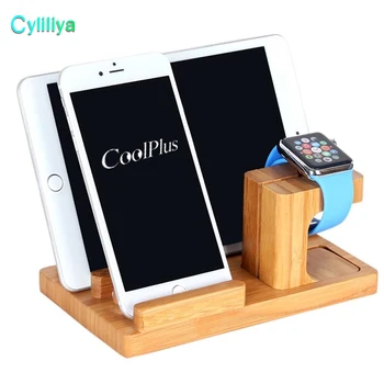 

10pcs Multi-Function Natural Bamboo Wood Charge Station Charging Dock Cradle Stand Holder For Ipad iPhone X 8 7 Plus Apple Watch