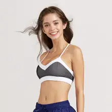 Женский сетчатый спортивный бюстгальтер прочный бесшовный спортивный бюстгальтер черного и белого цвета