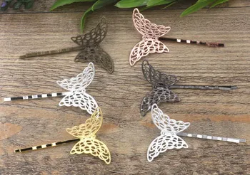 

27x40mm Blank Bobby Pins Hairpin Bases Vintage Filigree Butterfly Hair Clips Findings Hair Accessories for Women Hair Headwear