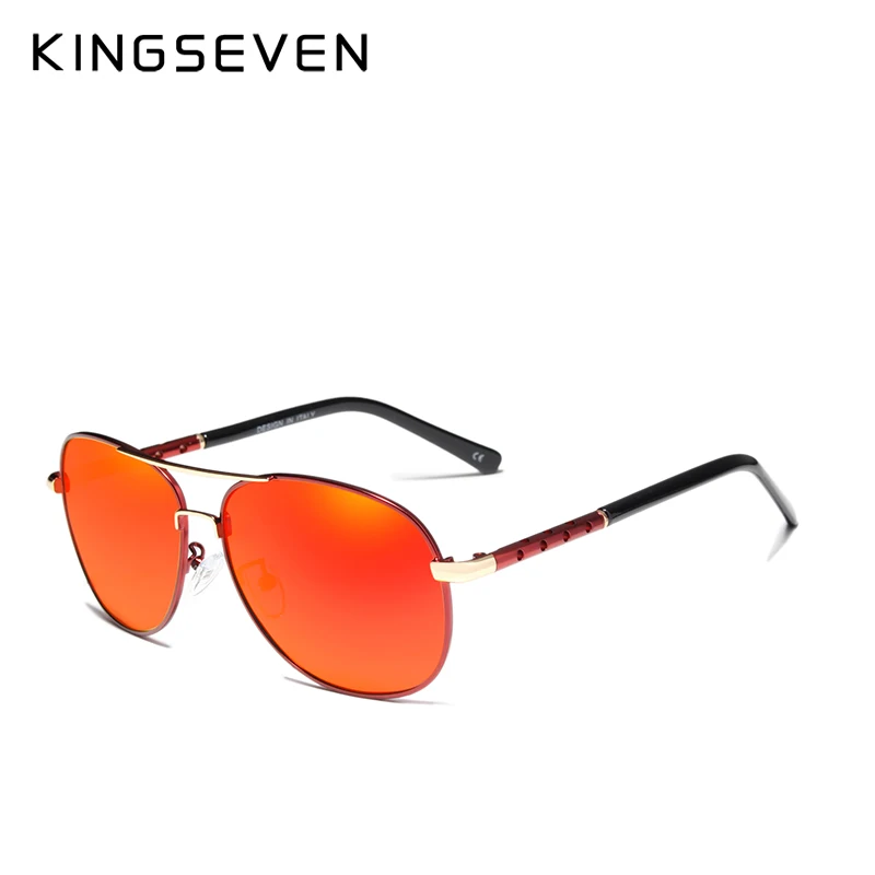 Kopen KINGSEVEN Brand Design Pilot Zonnebril Mannen Gepolariseerde Rijden Zonnebril UV400 Hollow Ontwerp Frame Eyewear Gafas De Sol N7371