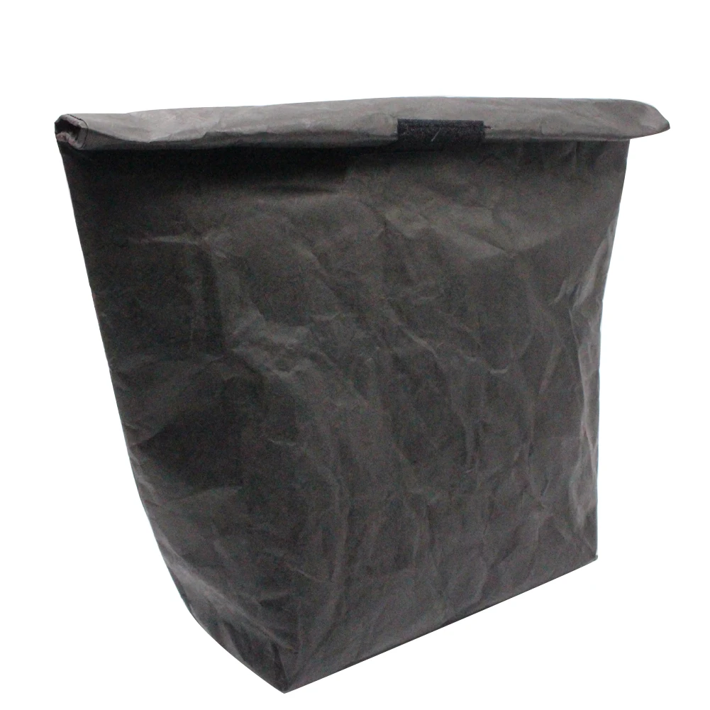 Многоразовый многоцелевой практичный модный прочный бумажный экологически чистый мешок большой емкости контейнер изолированный ланч-мешок - Цвет: Черный