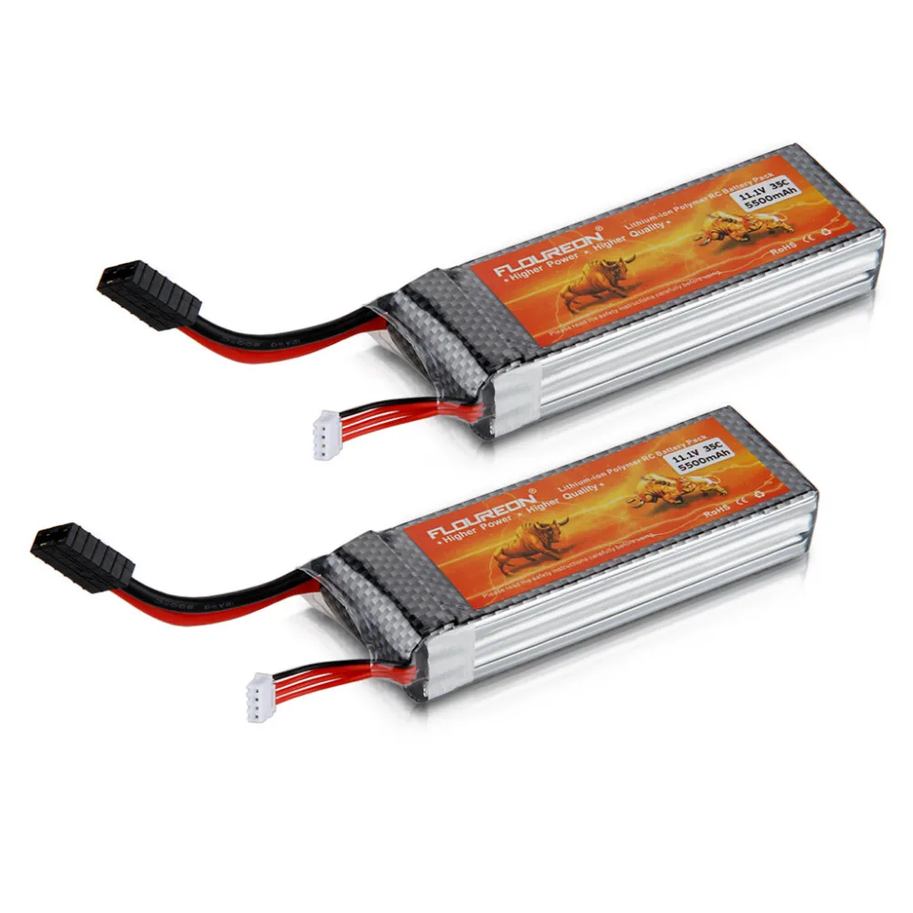 FLOUREON Lipo RC батарея 11,1 V 5500mAh 3S 35C TRX Traxxas вилка перезаряжаемая Lipo батарея для RC вертолет, самолет с радиоуправлением RC Хобби