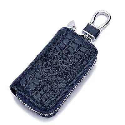Брелок Для мужчин Для женщин Key Holder Органайзер из натуральной кожи чехол кожа сумка ключи от машины бумажник ключница случае ключ мини сумка карты - Цвет: Blue