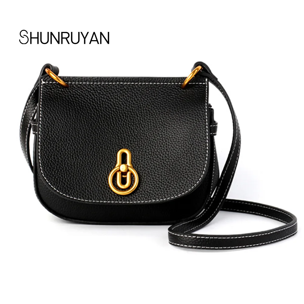 

SHUNRUYAN 2018 Genuine Leather Vintage Fashion Stars Model Women's Shoulder Trend brand design cross body Bag party Bag