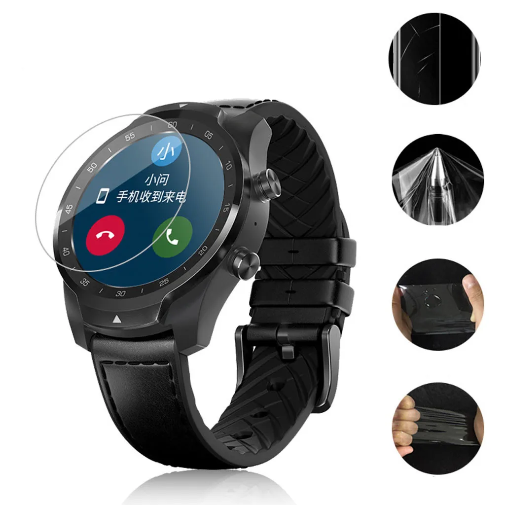 

For ticwatch pro Watch Transparent PET Curved Full Screen Protector Film wearable devices smartwatch relogio inteligente