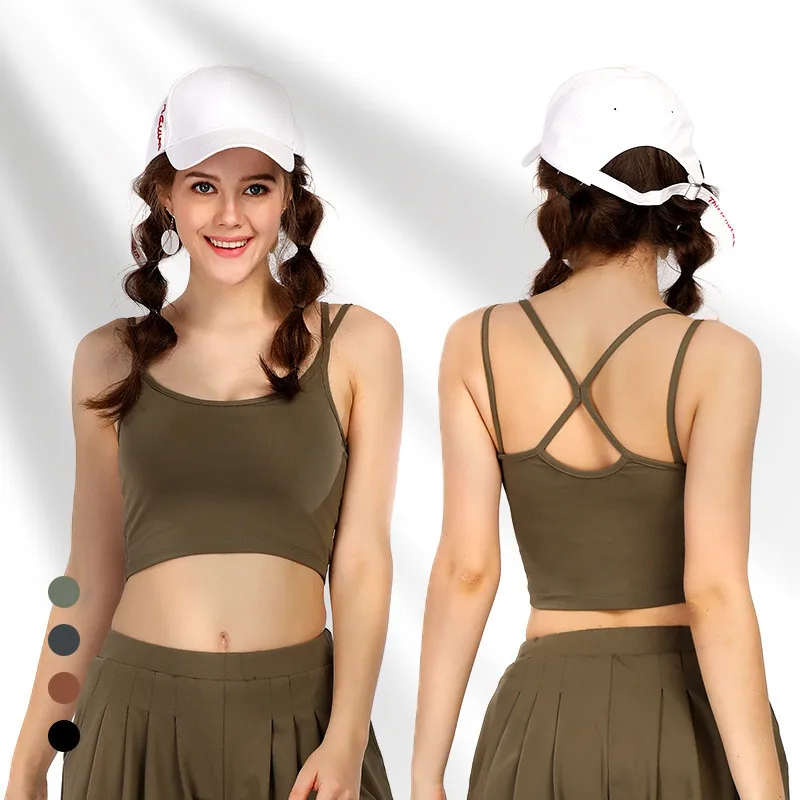 

Solid Cross Sling T-shirt Women Quick Dry Sport Yoga Shirt Gym Fitness Sleeveless Vest Running Training Yoga Clothes for Women