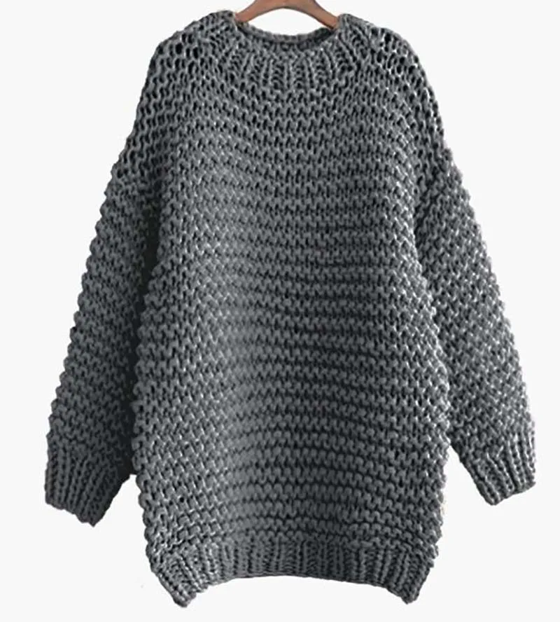 Весенний свитер для отдыха, женская одежда, тяжелый пуловер, свитер, толстый, уютный, теплый, объемный, шерстяной, 5XL код, свитер - Цвет: gray