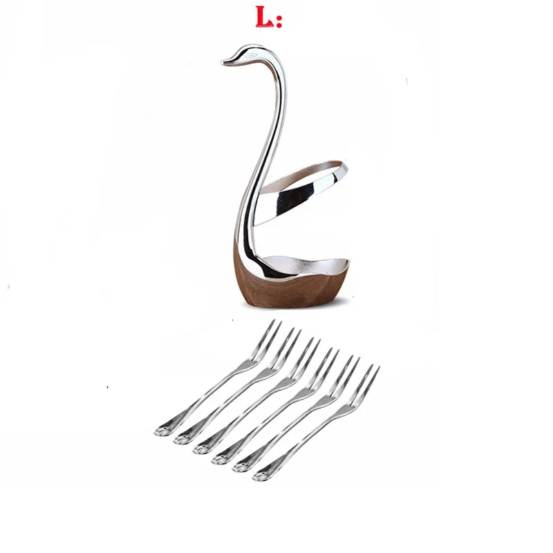 Серебряный кухонный стеллаж для столовых приборов элегантный держатель в форме лебедя цинковый сплав модное металлическое сиденье Лебедь палочки вилка ложка Стенд украшение дома - Цвет: L Holder 6 FORK