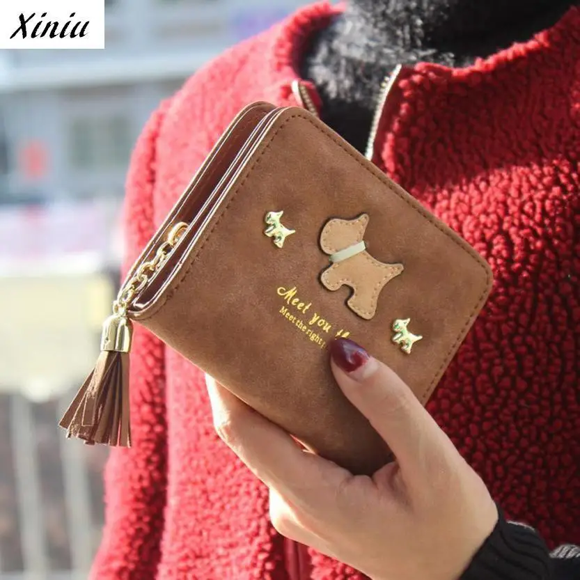 

Xiniu Women Short Purse Cute Dog Grind Arenaceous Leather Wallet Card Holder Handbag Bags #2415
