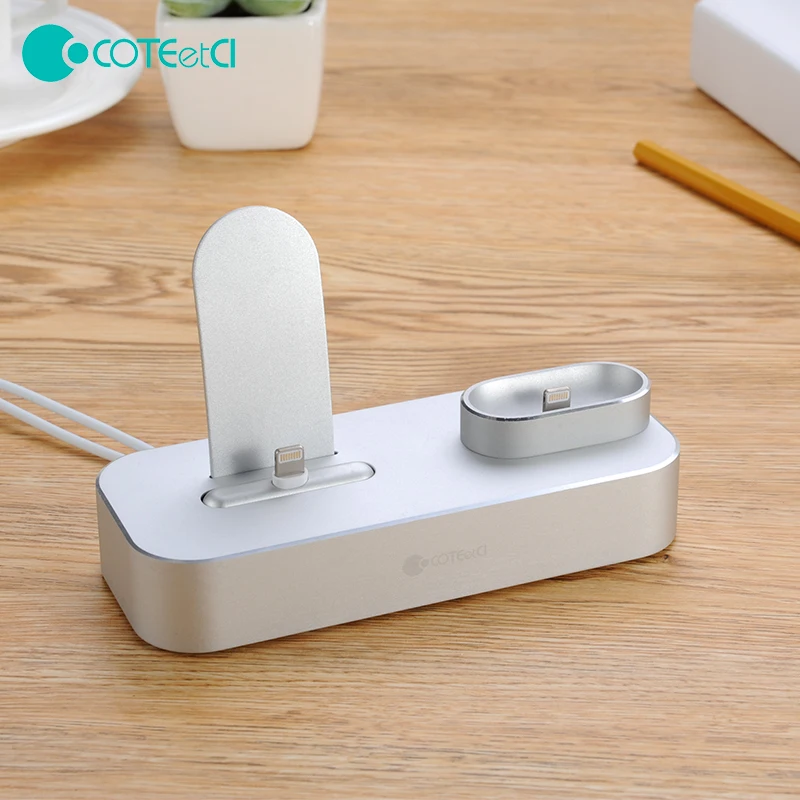 

COTEetCI Aluminum 2IN1 Charger Multifunction Charger Dock For iPhone X/8/8Plus/7/7Plus/6s/6s Plus/6/6Plus/AirPods