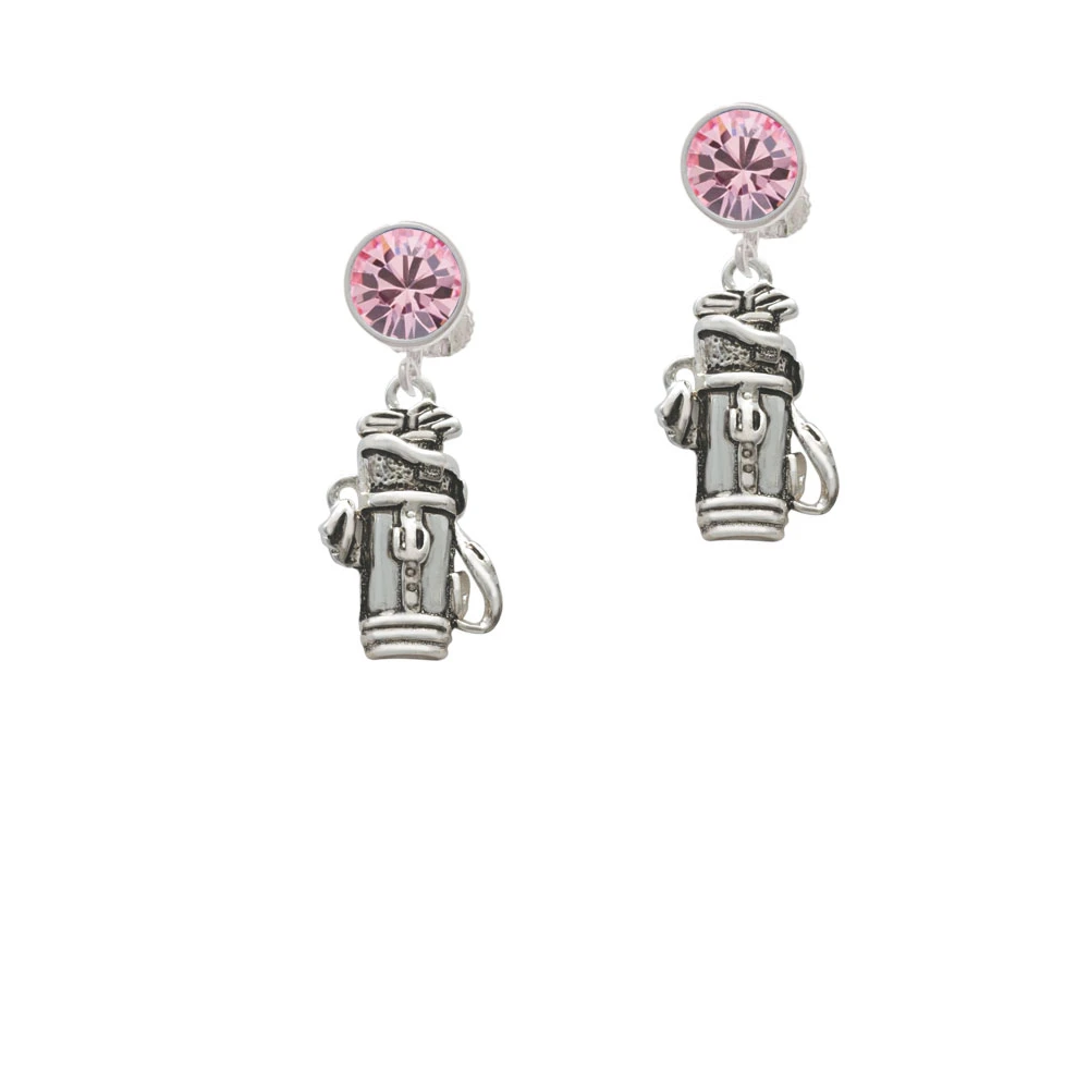 Golf Club Bag Crystal Clip On Earrings (3)