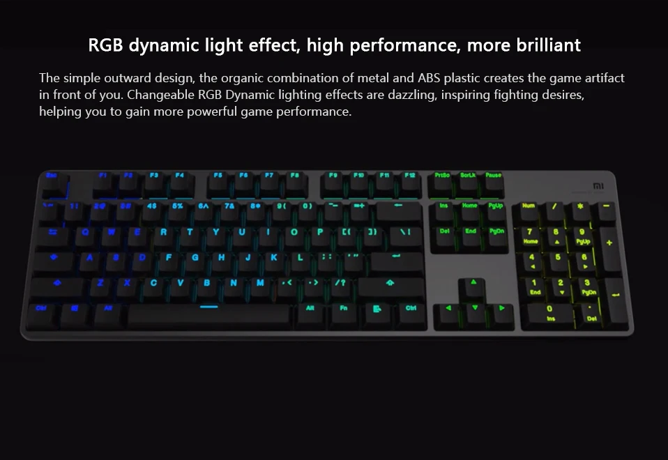 Original Xiaomi Mi Gaming Keyboard 104 Keys RGB LED Backlight Aluminum Alloy Cover  (2)