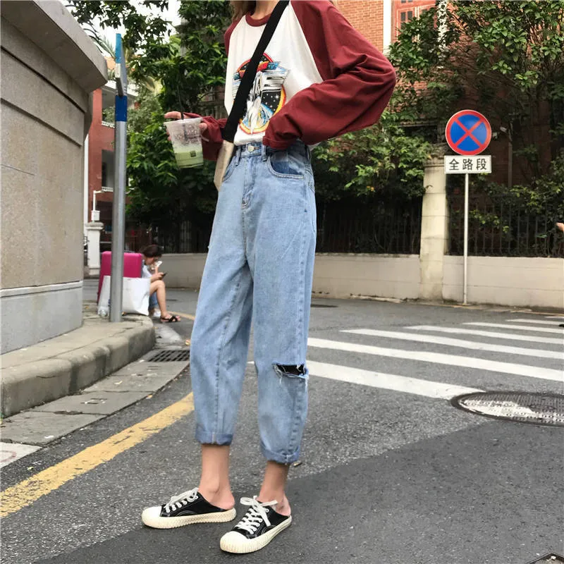 Boyfriend style Джинсы с эффектом пуш ап женские белые джинсы 2019 новые корейские