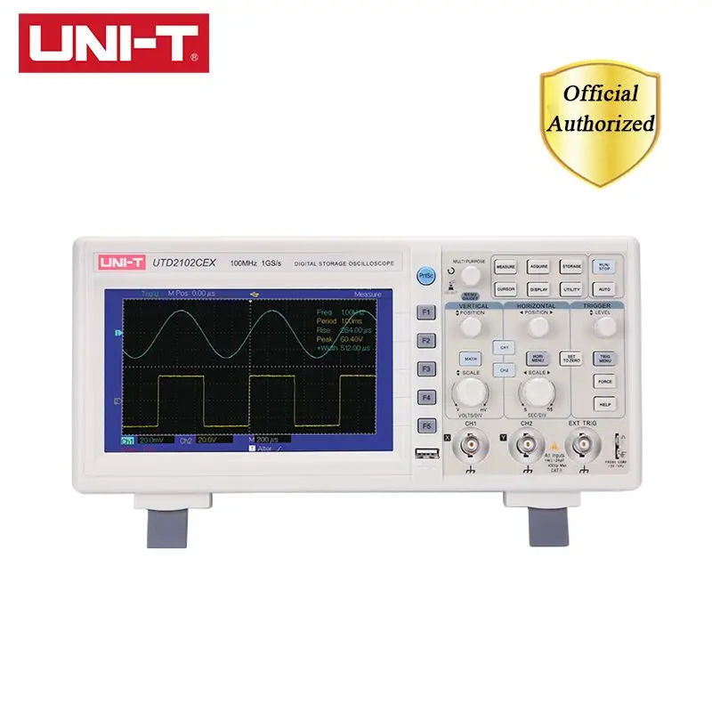 UNI-T UTD2102CEX цифровой осциллограф 100 МГц полоса пропускания " TFT дисплей с интерфейсом OTG 2 канала Осциллограф