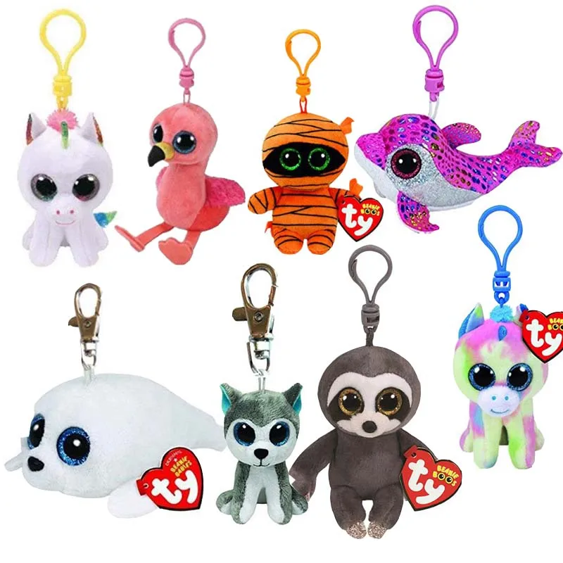 

Ty GILDA - Pink Flamingo Elephant Dog Owl Unicorn Clip Key Chain Plush Big Eyes Plush Toy Doll Purple Panda Baby Kids Gift
