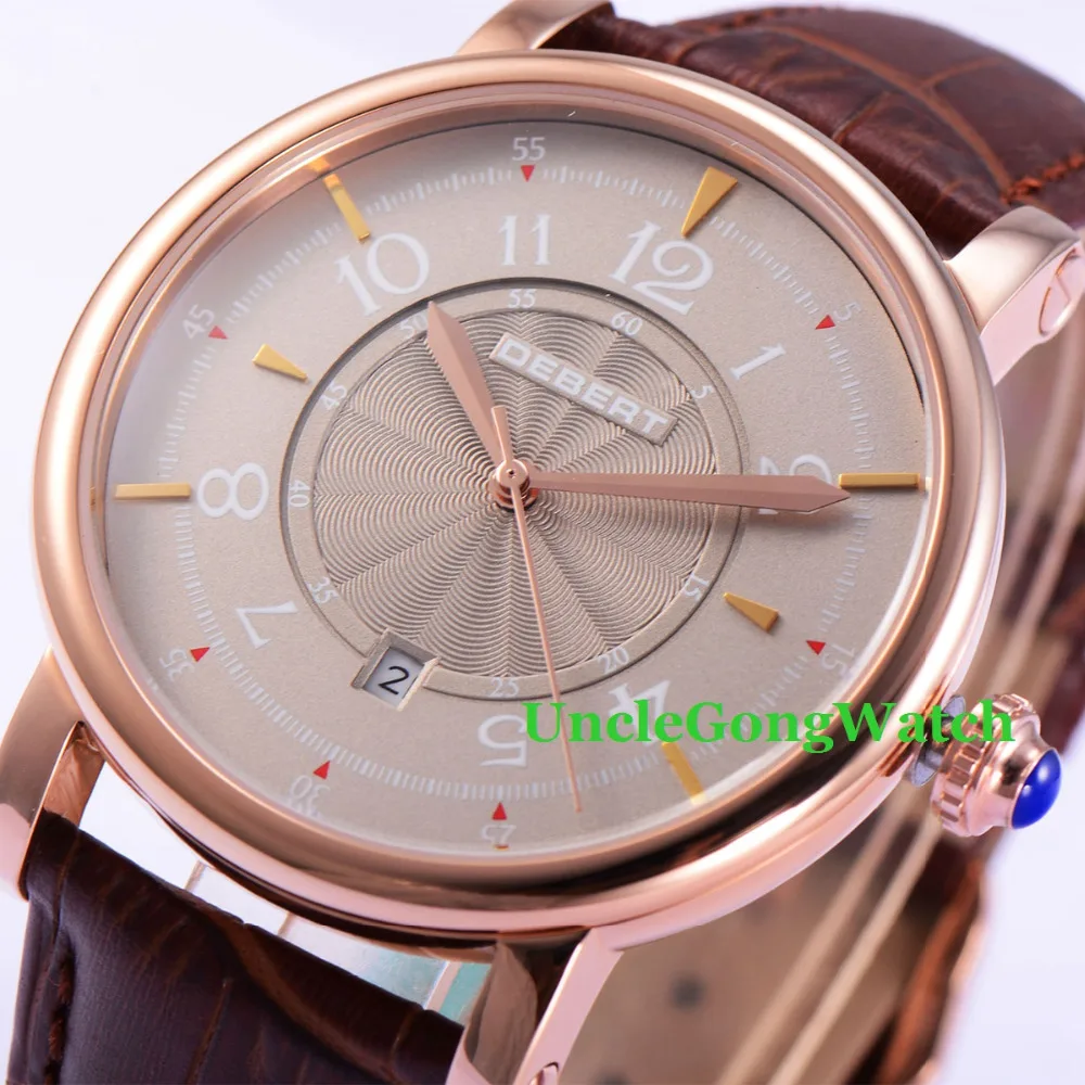 

Debert 43.5mm Gray Dial See Through Case Back date Mens Miyota 8215 Automatic Wrist Watch