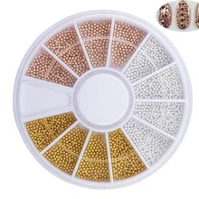 1 колесо х 3 цвета 1 мм золотистого серебра Крошечные икры бусины гвоздики для нейл-арта 3D дизайн ногтей мини круглый шар жемчужные украшения для маникюра