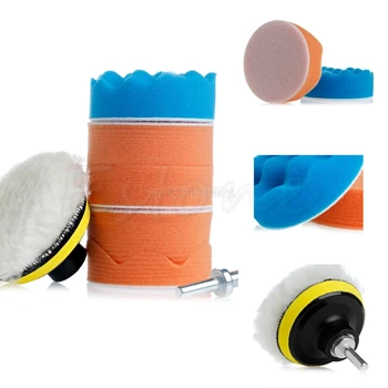 

7Pcs 3" Buffing Pad Auto Car Polishing Wheel Kit Buffer + Drill Adapter M14 M126 hot sale