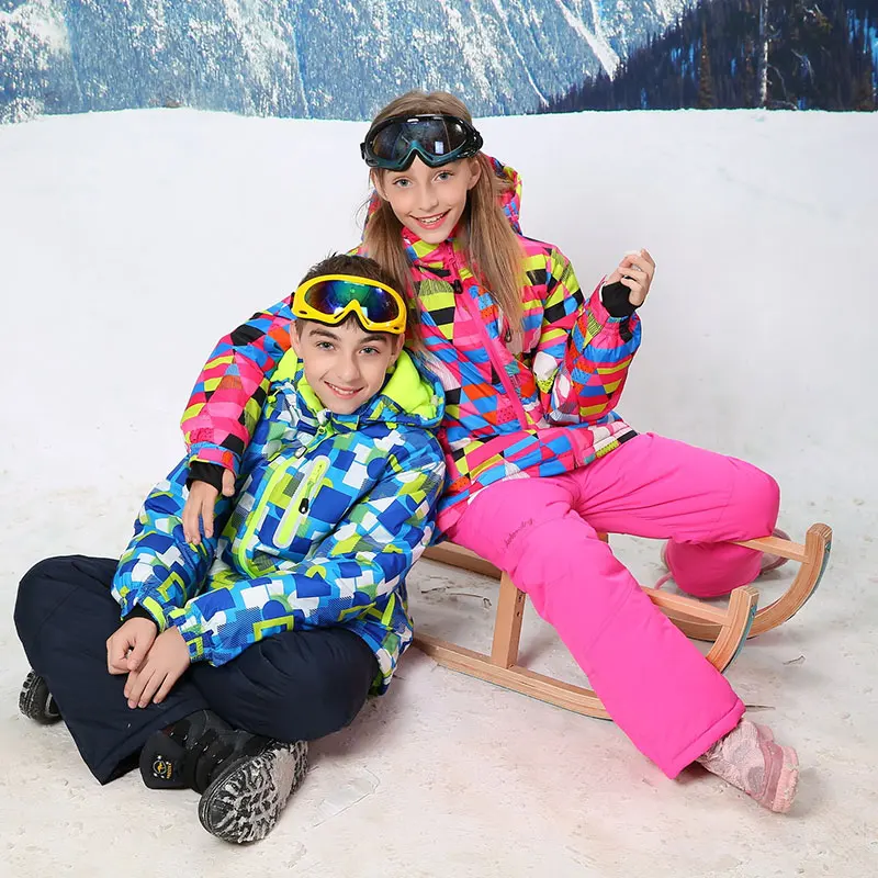 2017 Children Winter Ski Suit For Girls Snowboarding Suits Boys Kids