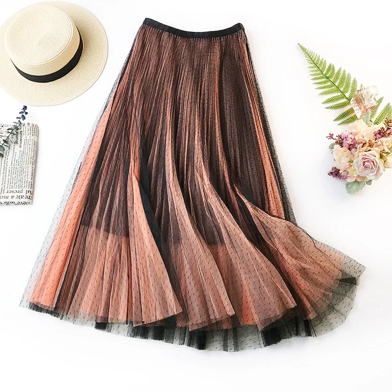 Buy skirts girl Wholesale new wave dot mesh skirt