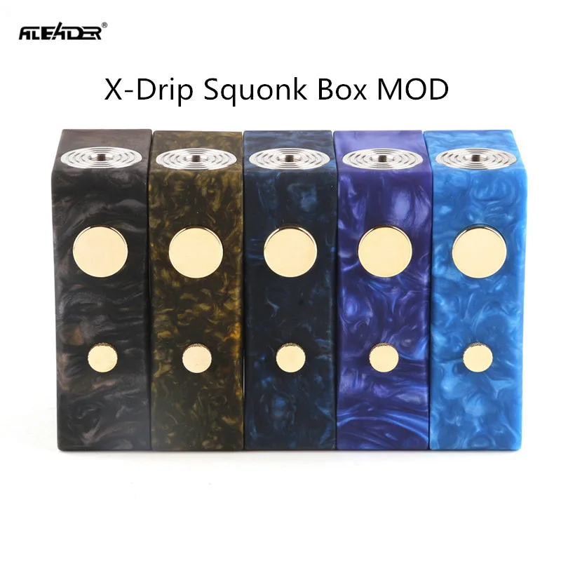 

Original Aleader X-Drip Squonk Box MOD Resin Wood body Electronic Cigarette Mod 7ml Squonk bottle 510 thread Vape Box Mod Kit