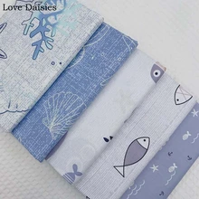 Хлопок саржа текстиль Морской стиль мультфильм морской мир коралловый КИТ рыбы ткани для комплект кровати «сделай сам» Подушка лист Декор ручной работы