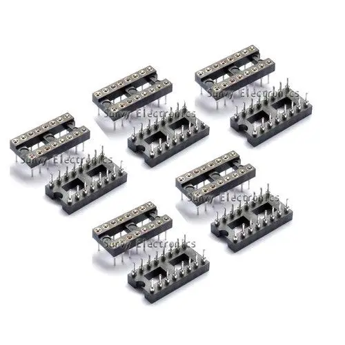 

5pcs Round Hole 16pin Pitch 2.54mm DIP IC Sockets Adaptor