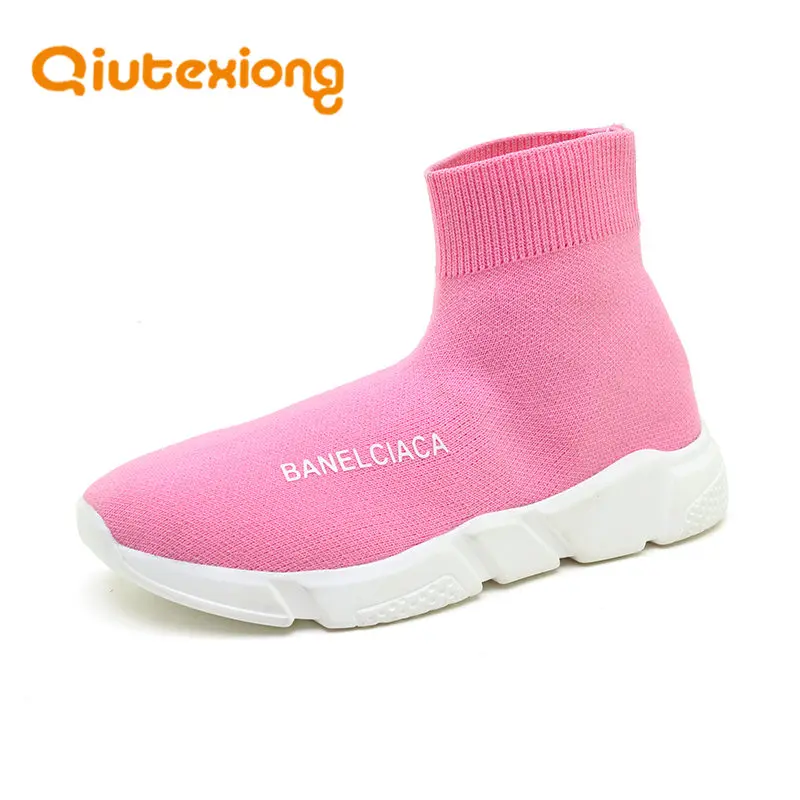 

QIUTEXIONG Children Shoes Girls Sneaker For Running Boys Casual Shoes For Outdoor Anti-Slippery Fly Knit Kids Socks Shoe Sneaker