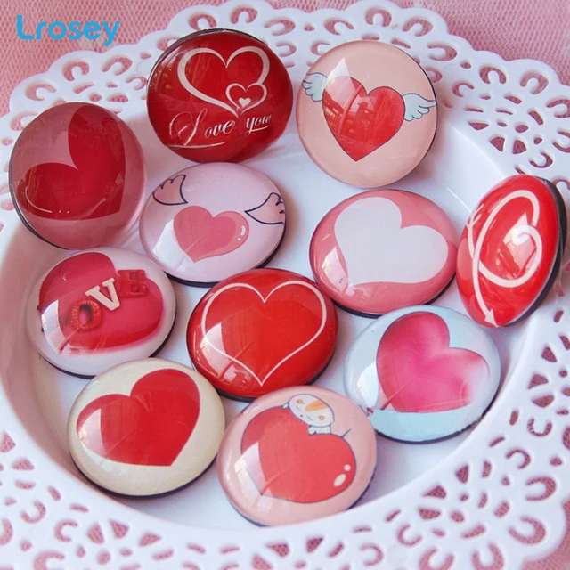 35mm Love Glass Refrigerator Stickers Cartoon Creative Home