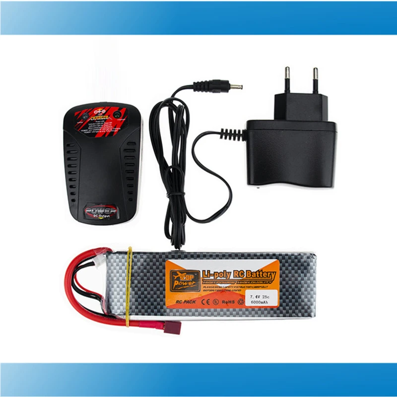 

ZOP Lipo Battery 7.4V 6000MAH 25C 2S T XT60 With Smart Charger Set For RC Drone Models Helicopters Airplanes Cars Boat Batteria