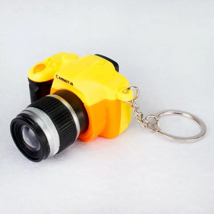 Светодиодный светящийся звуковой светящийся кулон сумка для ключей аксессуары пластиковая игрушечная камера автомобильные брелки Детские Цифровые зеркальные камеры игрушка капля - Цвет: Цвет: желтый