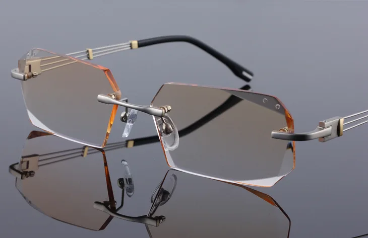 Reven Jate 58128 чистый титан без оправы Алмазная резка мужские очки оправа оптические очки по рецепту мужские очки мода