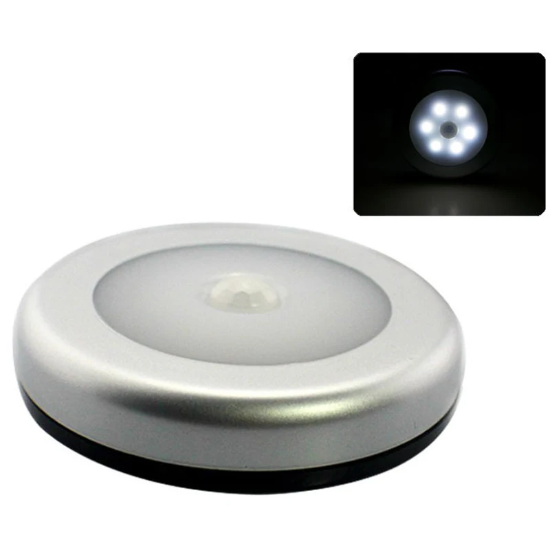

2018 LED Night Light PIR Motion Sensor Round Under Cabinet Light Wall Lamp Activated Night Light Battery Kids Sleeping Light
