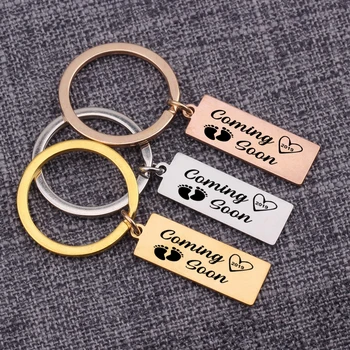 

Keychains Keytag Coming Soon Customized Year 2019 Pregnancy Memorial Date Baby Arrival Keychain New Mom Gift Key Ring Jewelry