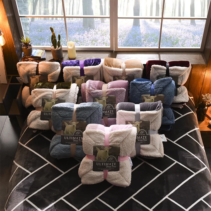 

Luxurious Large Warm Thick Sherpa Throw Blanket Coverlet Reversible Fuzzy Microfiber All Season Plaid for Bed or Couch