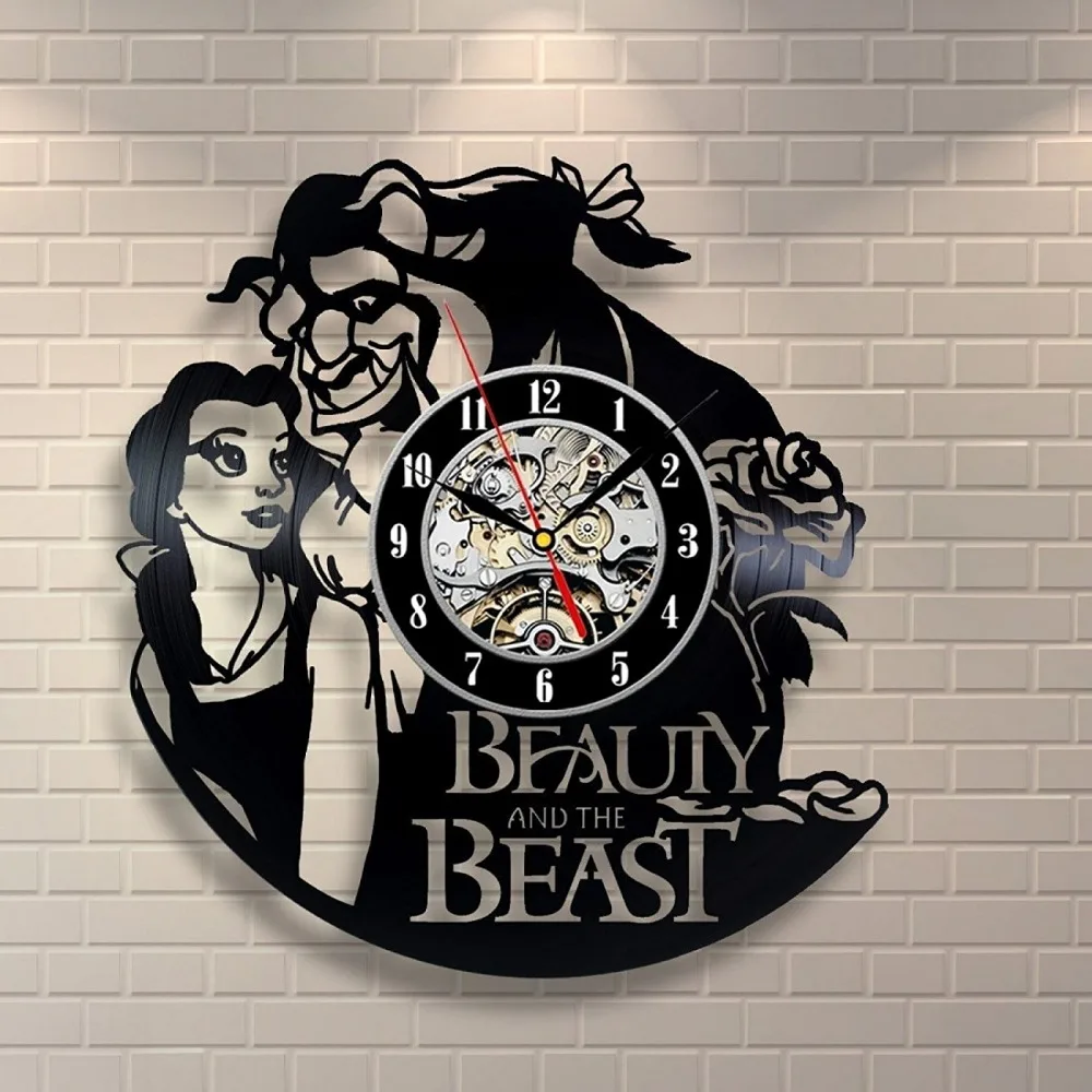 Beauty and the Beast art Vinyl wall clock Beauty and the Beast design gift for any occasion
